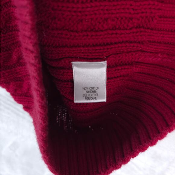 Croft & Barrow Cable Knit Turtleneck Sweater Women Small Red Cotton Winter Cozy - Picture 7 of 9